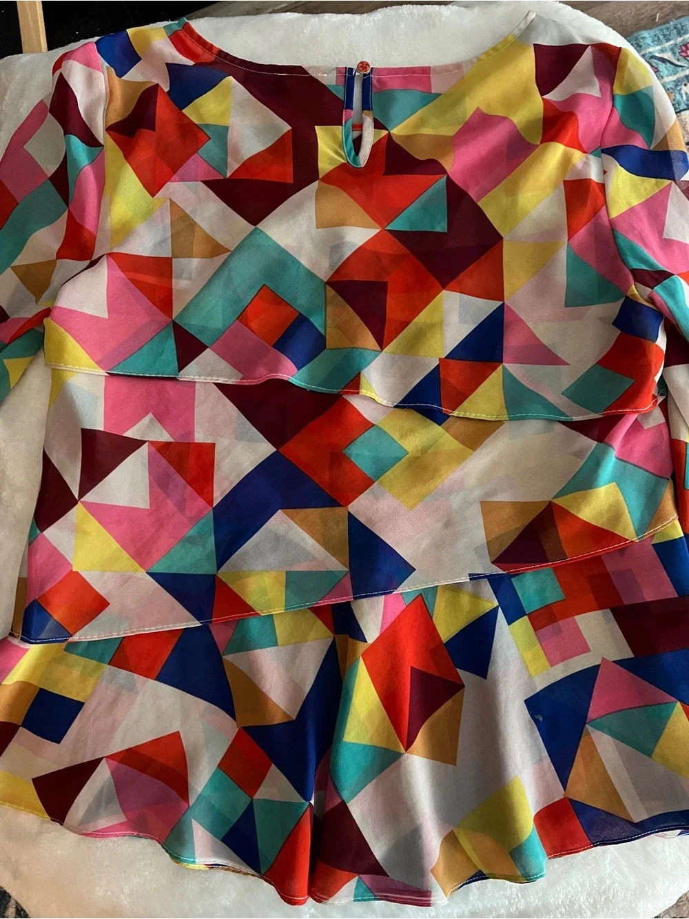 Cristina Multicolor Geometric Ruffle Top - Picture 4 of 5